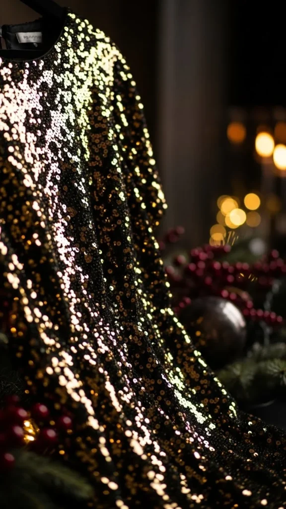 20. Black and Gold Sequin Party Dress