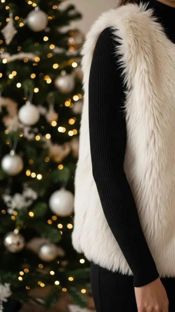 20. Faux-Fur Vest Over Long Sleeve