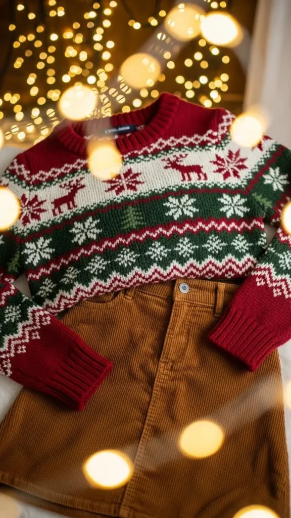 20. Holiday Sweater + Cord Skirt