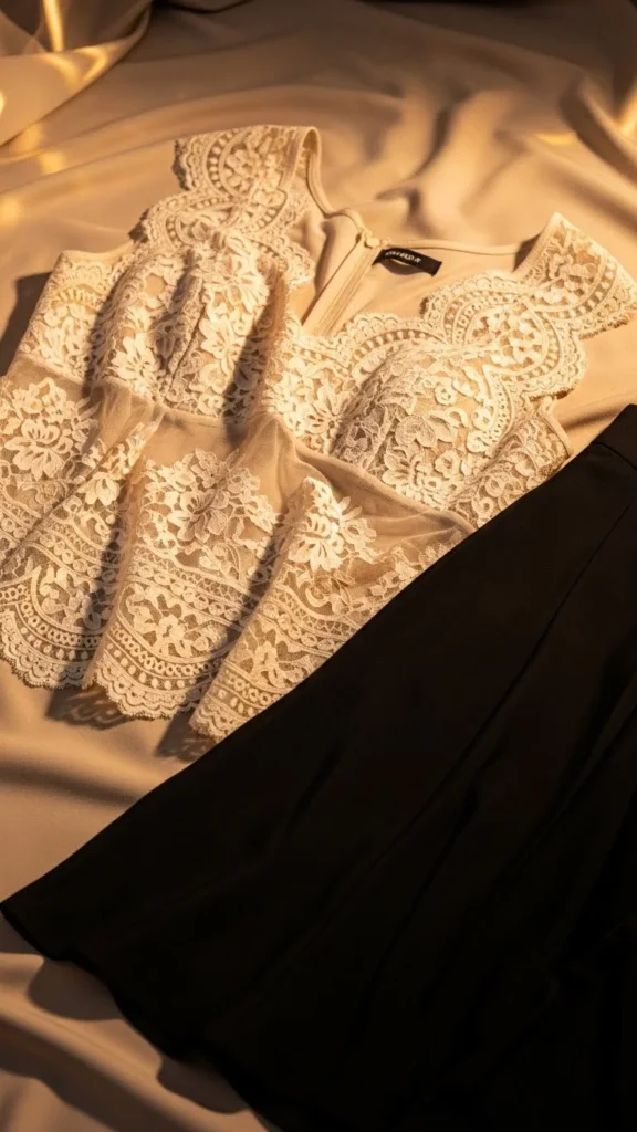 20. Lace Top With Black Skirt