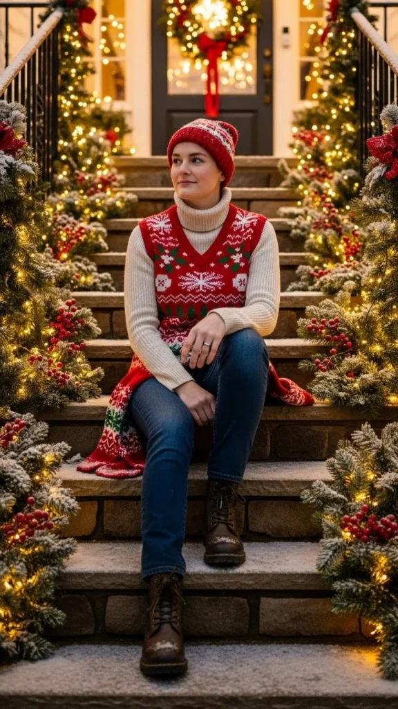 20. Layered Turtleneck with Sweater Vest