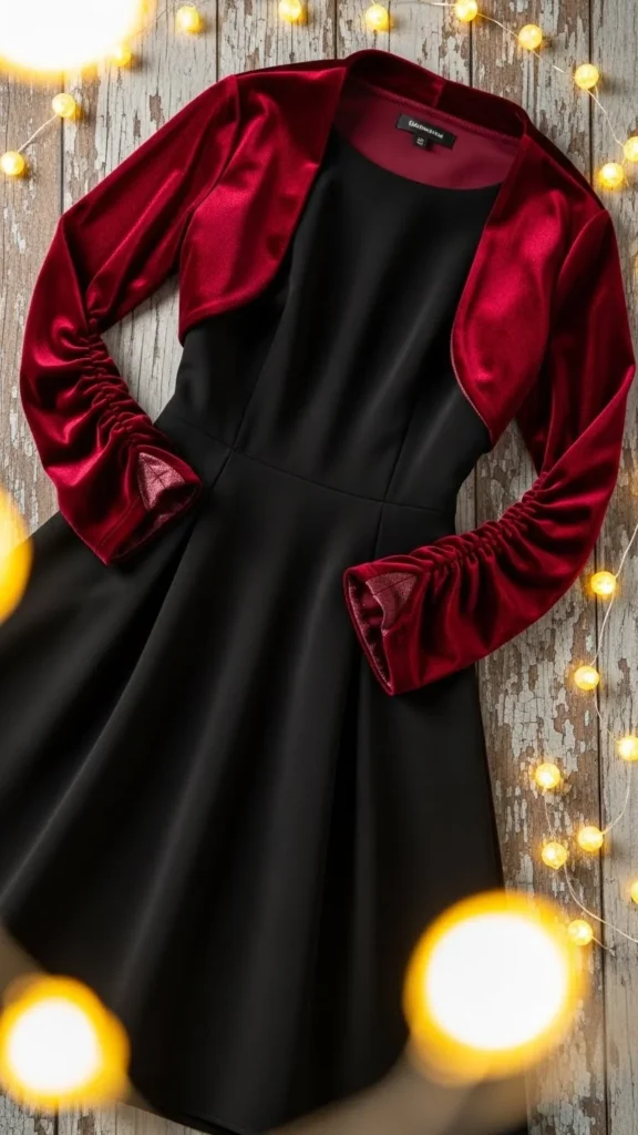 20. Velvet Shrug with Simple Dress