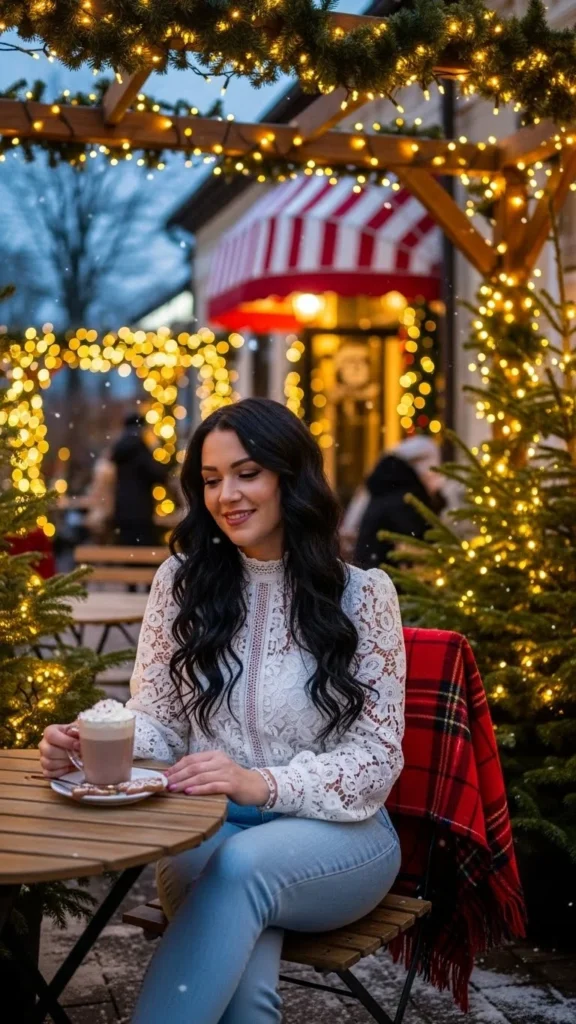 20. White Lace Top and Denim
