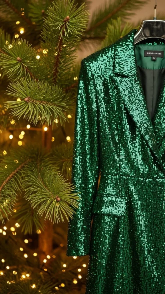 21. Forest Green Sequin Blazer Dress