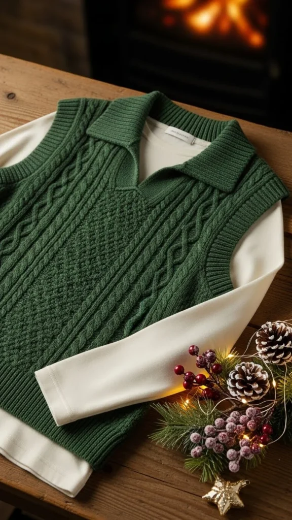 21. Knit Vest + Long Sleeve Tee