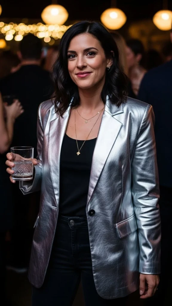 21. Metallic Blazer with Basics