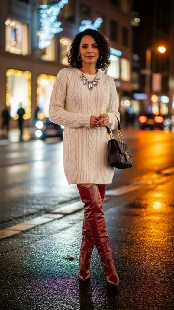 21. Sweater Dress with Statement Boots