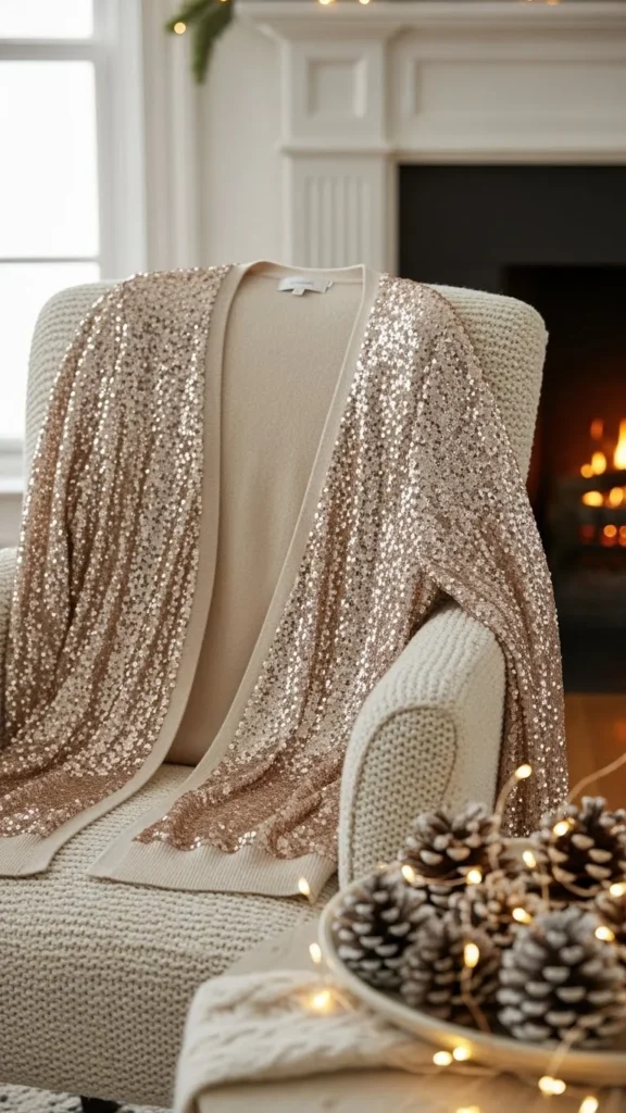 22. Champagne Sequin Cardigan