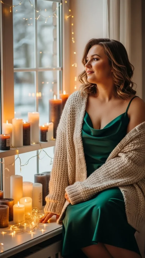 22. Chunky Cardigan over Slip Dress