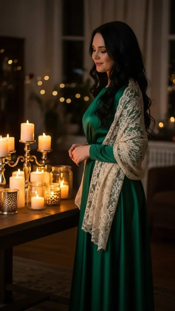 22. Long Flowy Dress With a Shawl