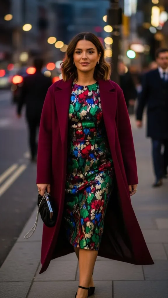 23. Printed Dress with Solid Layers