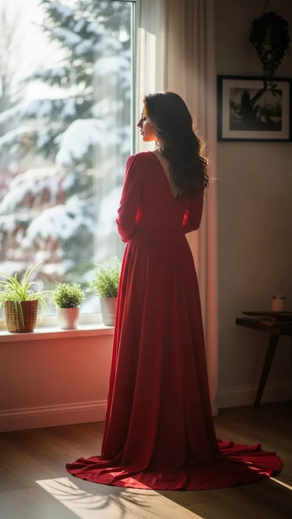 24. Red Dress Styled for Daytime