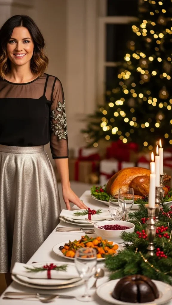 25. Black Mesh Top with Skater Skirt