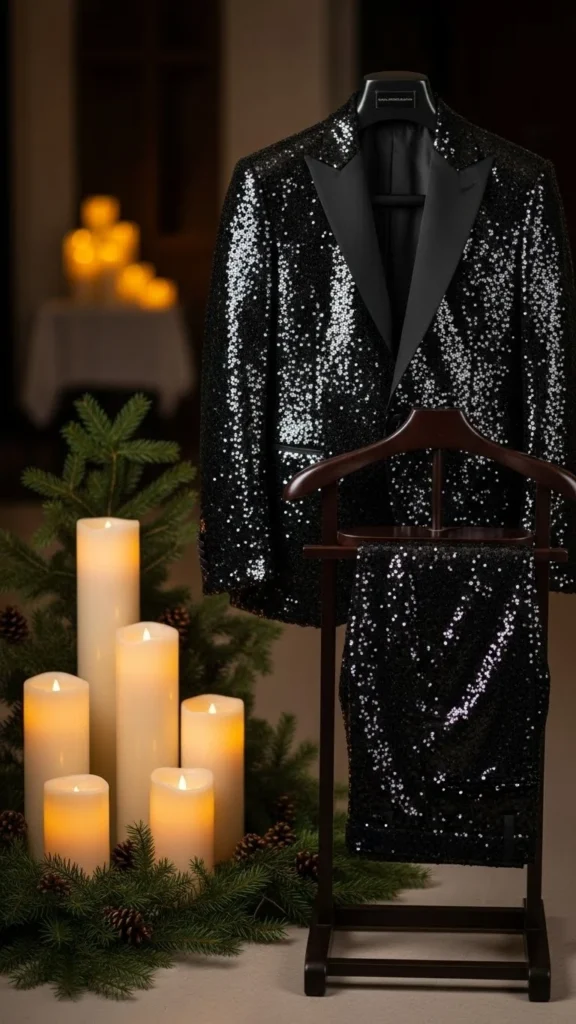 25. Black Sequin Suit Set