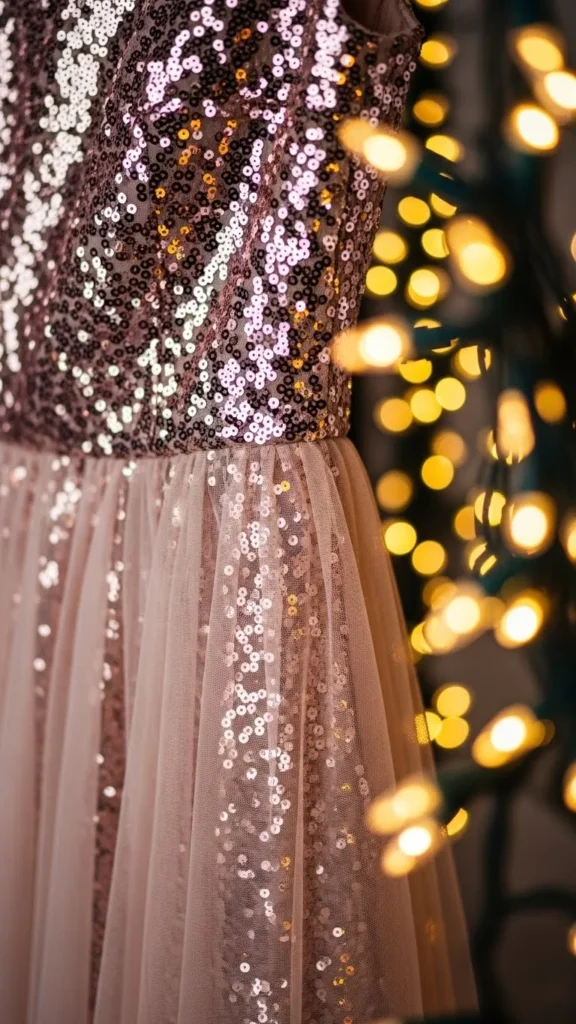 25. Rose Sequin Dress With Sheer Overlay