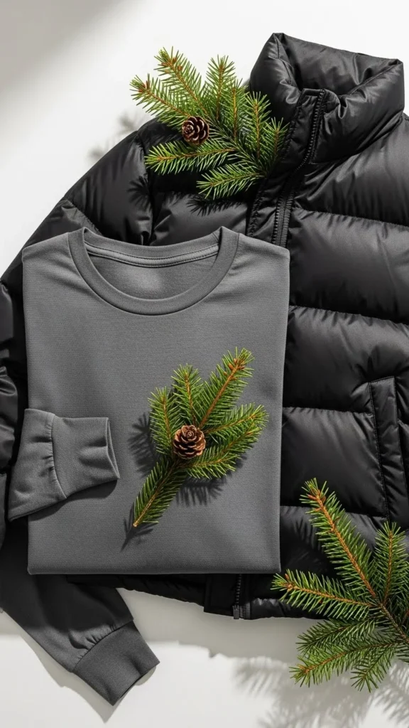 25. Simple Long Sleeve + Puffer Jacket