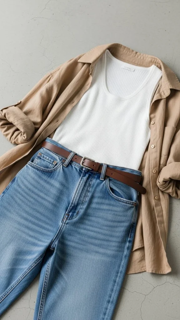 28. Tucked Tank with Loose Shirt