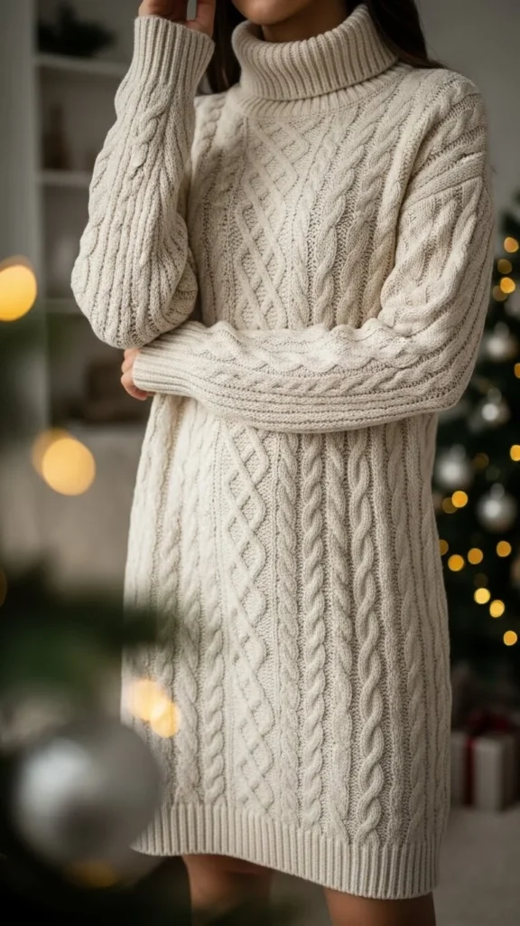 4. Cream Cable Knit Dress