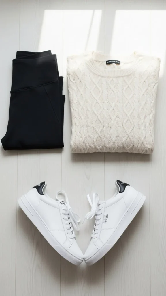 4. Lightweight Sweater and Black Leggings