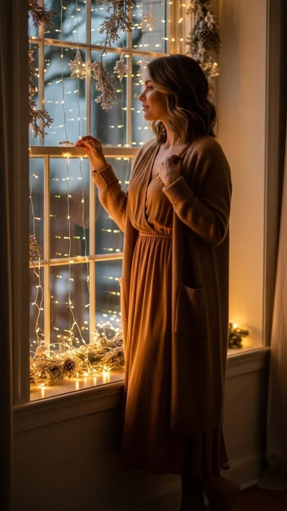 4. Long Cardigan Layered Over a Midi Dress