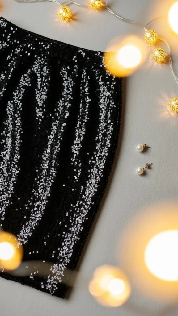 5. Black Sequin Pencil Skirt