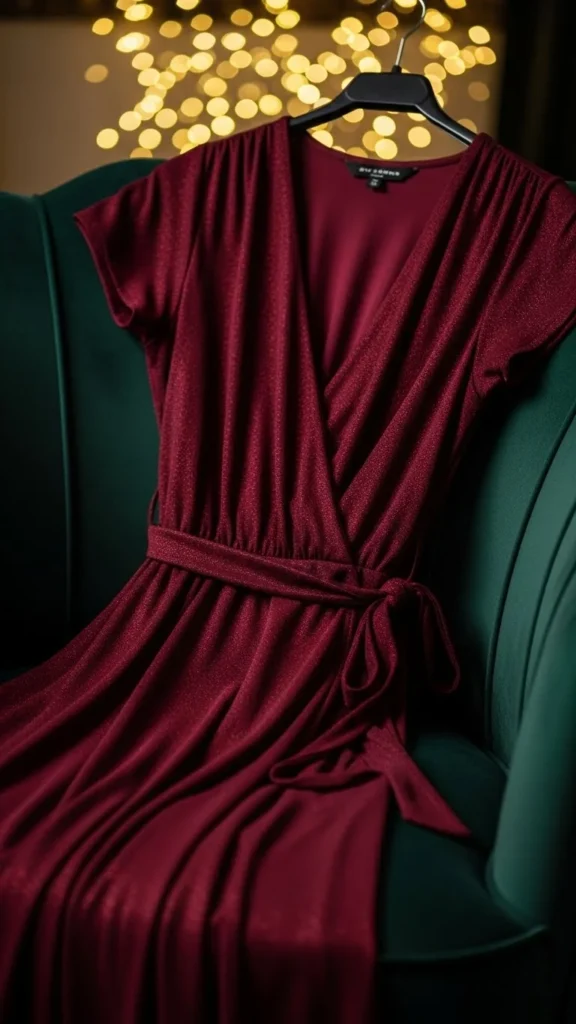 5. Burgundy Wrap Dress