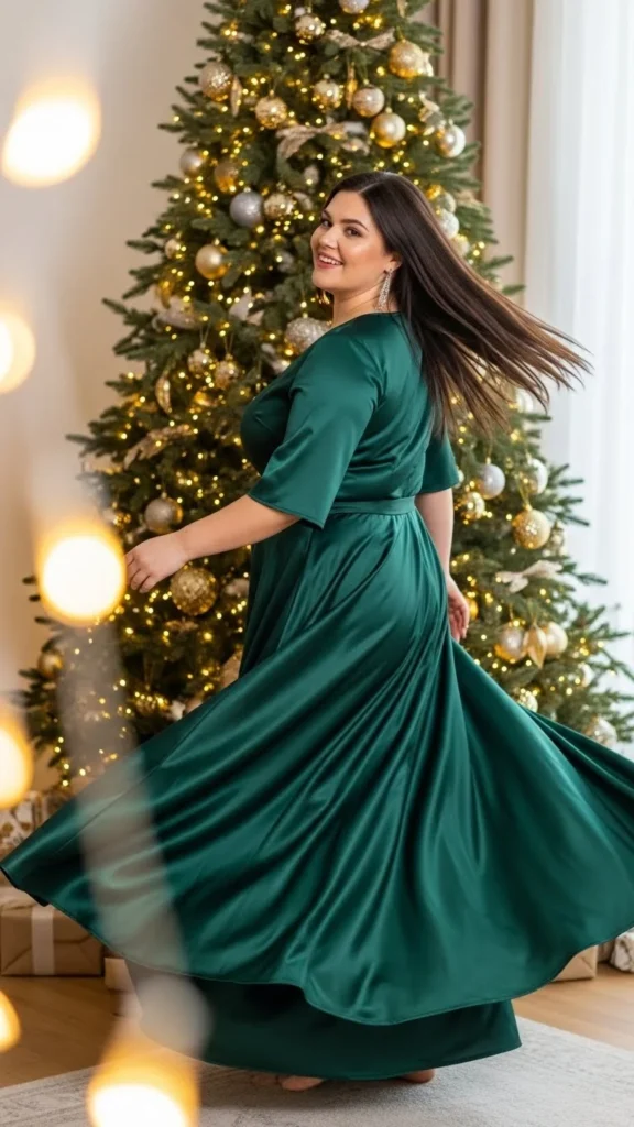 5. Green Satin Maxi Dress