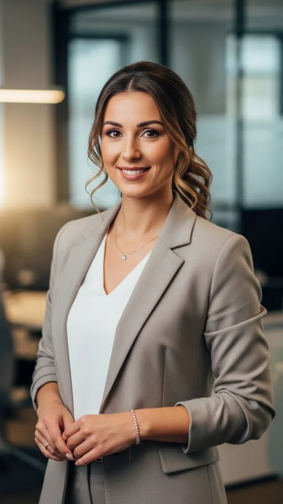 5. Neutral Suit With a Holiday Accent