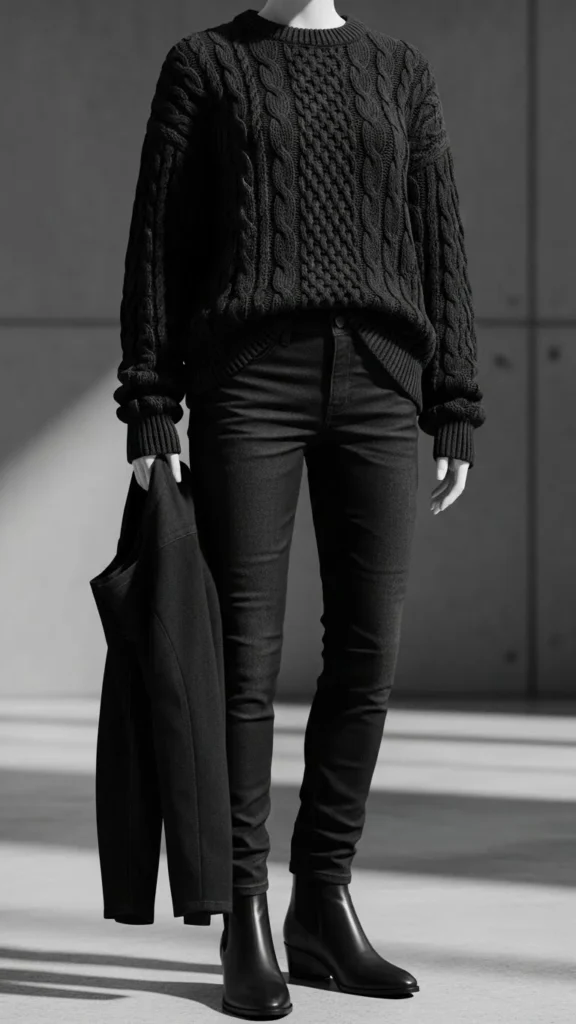 6. All-Black Sweater Outfit