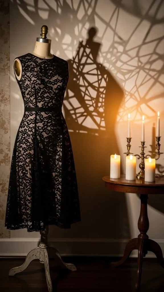 6. Black Lace Midi Dress