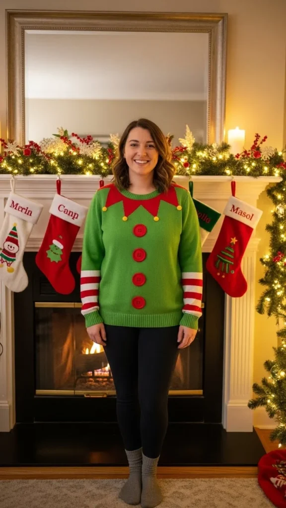 6. Elf-Themed Green Sweater