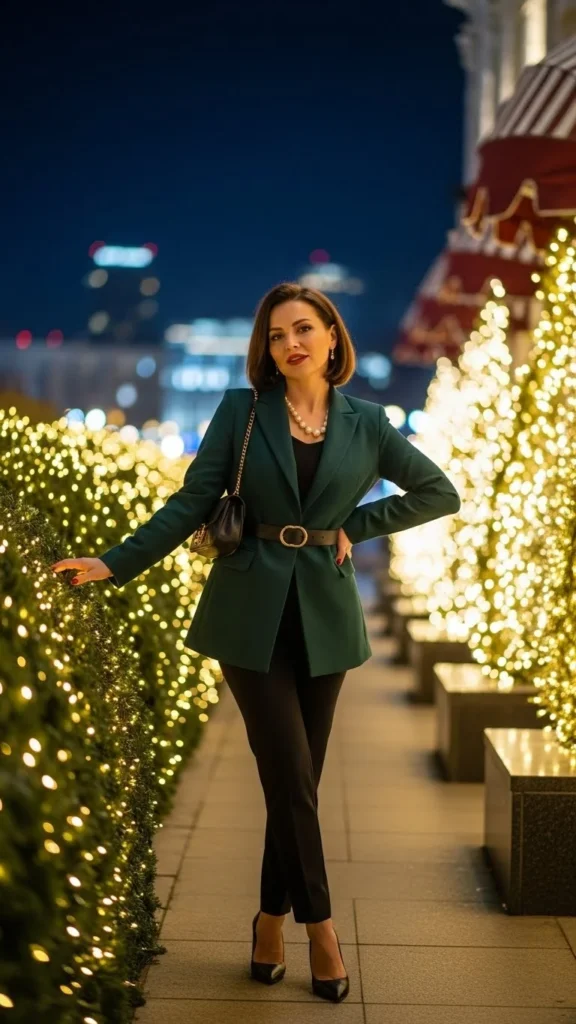 8. Green Blazer and Black Pants