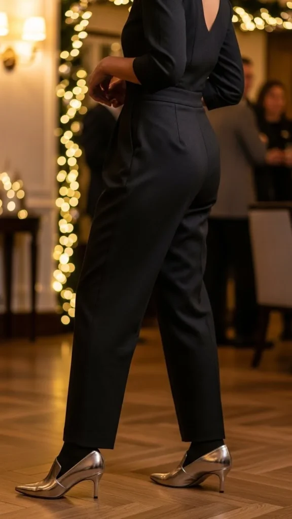 8. Monochrome Outfit With Metallic Shoes