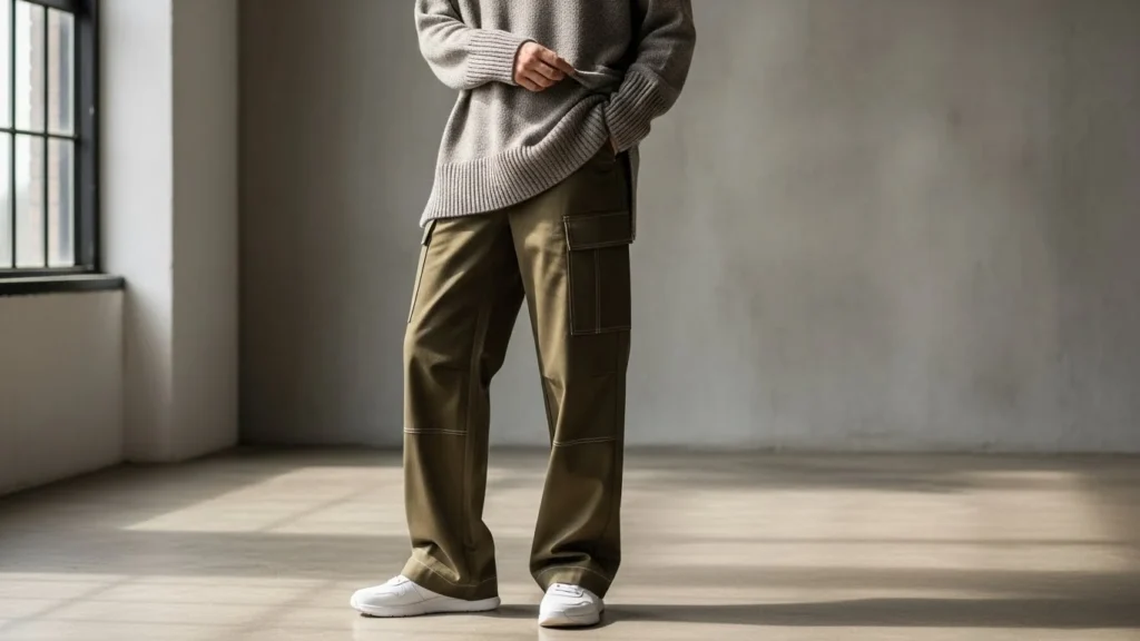 8. Slouchy Sweater with Cargo Pants