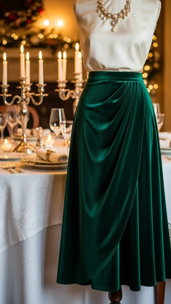 8.Velvet Skirt for Evening Dinners