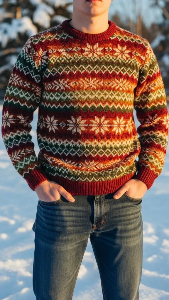 9. Fair Isle Sweater + Dark Denim