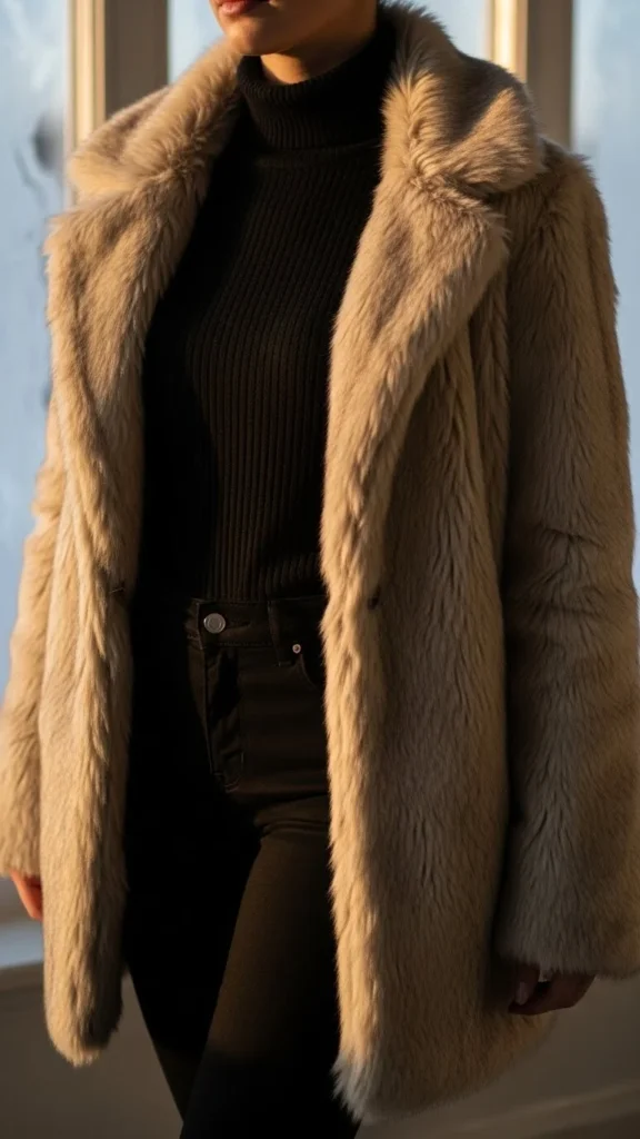9. Faux Fur Coat + All-Black Base