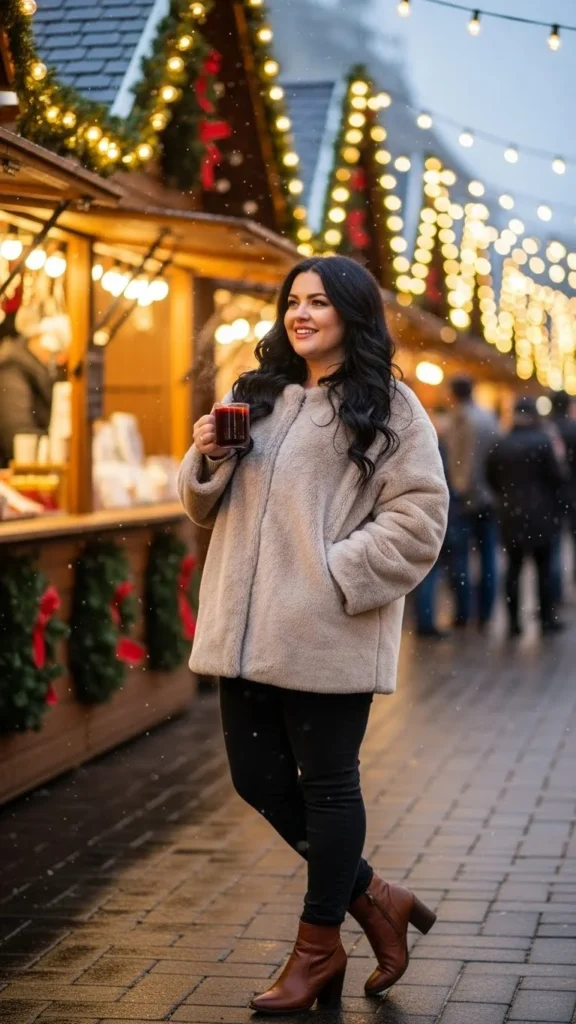 9. Faux Fur Jacket with Skinny Jeans