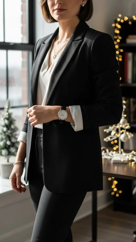 9. Monochrome Outfit With Metallic Details