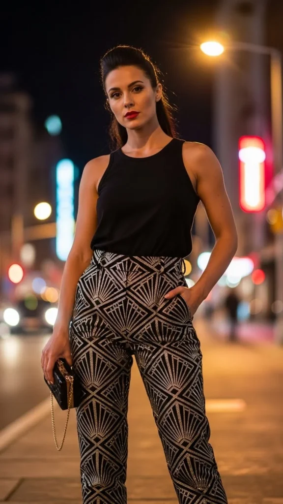 Black Tank with Statement Pants