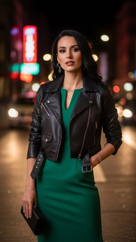 Cropped Jacket with Fitted Dress