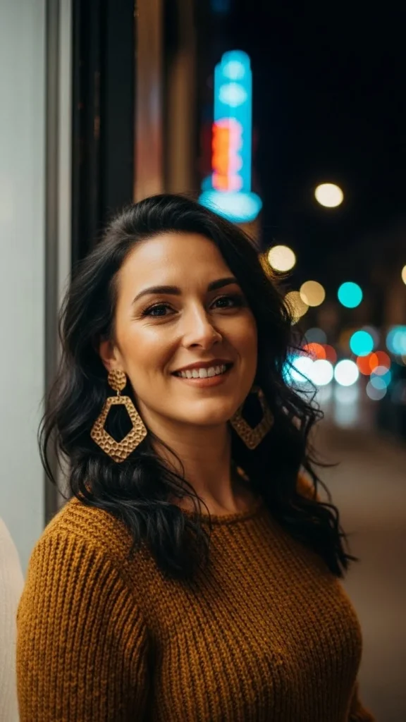 Knit Dress with Bold Earrings