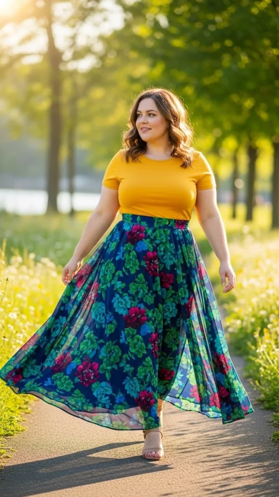 Maxi Skirt with Fitted Tee