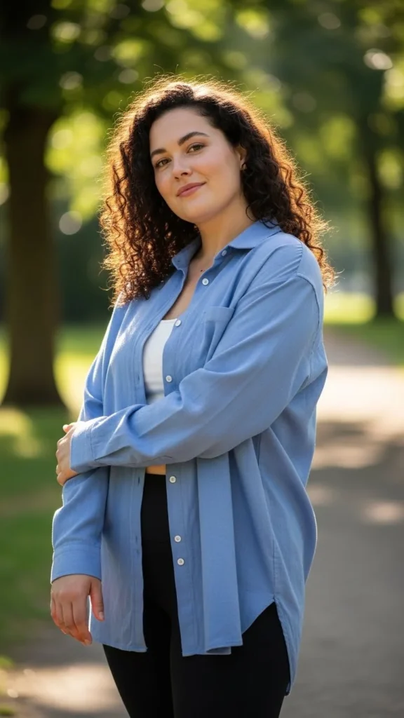 Oversized Button-Down with Leggings