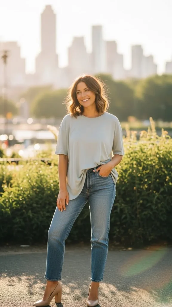 Oversized Tee with Straight Jeans