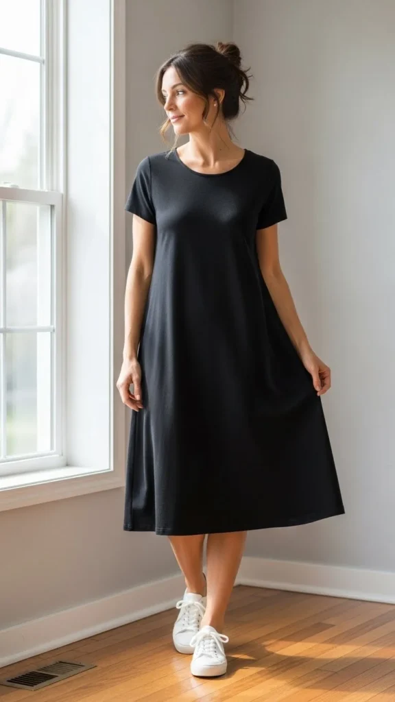 Simple Black Dress with Flats