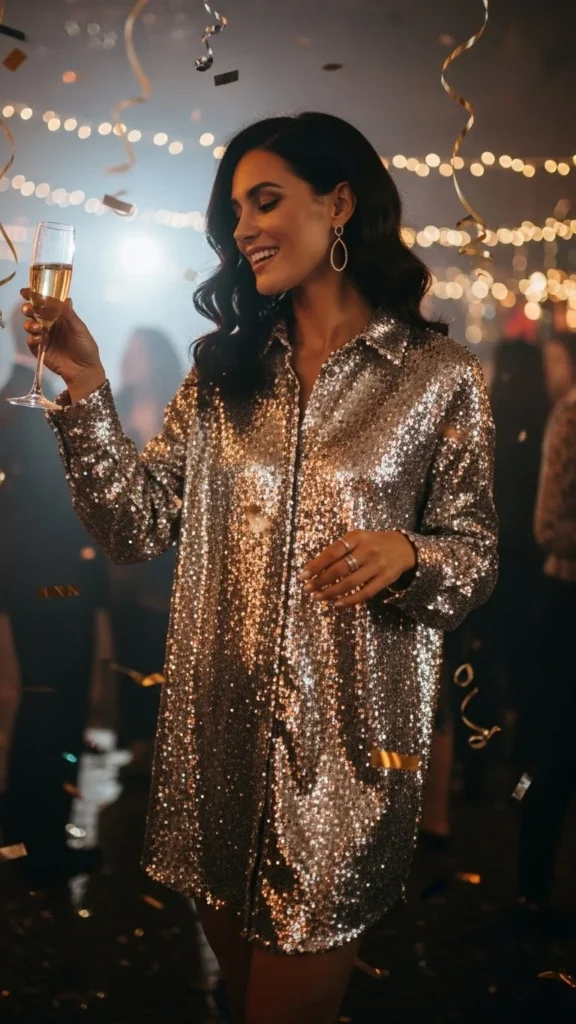 15. Sequin Shirt Dress