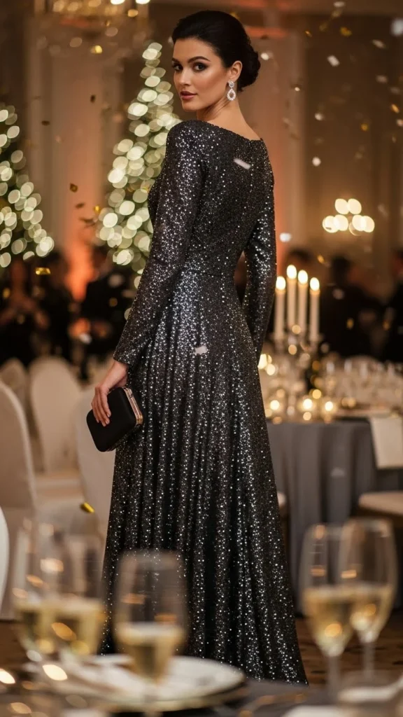 16. Matte-Sequin Evening Gown