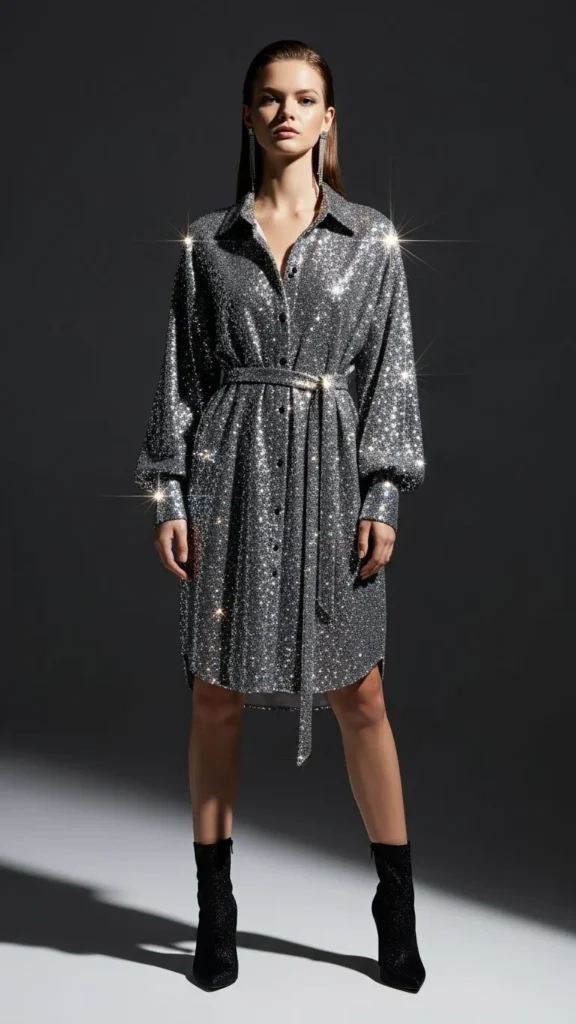 18. Sparkly Shirt Dress