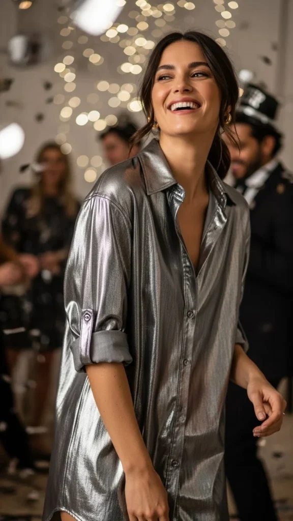 19. Metallic Shirt Dress